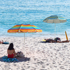 Sombrilla de playa giratoria con rayas multicolor y estructura de acero VC5397