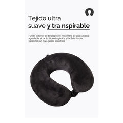 Almohada cervical en forma de U para viaje – Negro 55174