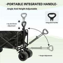 Carro Plegable de Camping con Ruedas de 7”-Negro VC53954