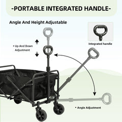 Carro Plegable de Camping con Ruedas Giratorias y Mango Ajustable – 330 lbs de Carga VC53945