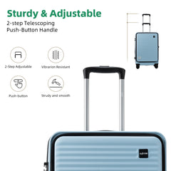 Juego de 3 Maletas Rígidas con Bolsillo Frontal – 20/24/28 pulgadas, Equipaje de Mano Ajustable con Ruedas 360°, Maletas Resistentes de Gran Capacidad LG6191 LG6190