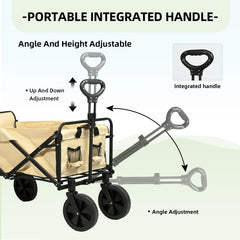 Carro Plegable de Camping con Ruedas de 8”-Beige VC53953