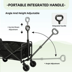 Carro Plegable de Camping con Ruedas de 5”-Negro VC53956