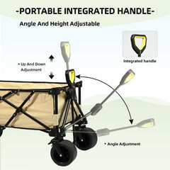 Carro Plegable de Camping con Ruedas Tipo Oruga de 7 Pulgadas-Beige VC53951