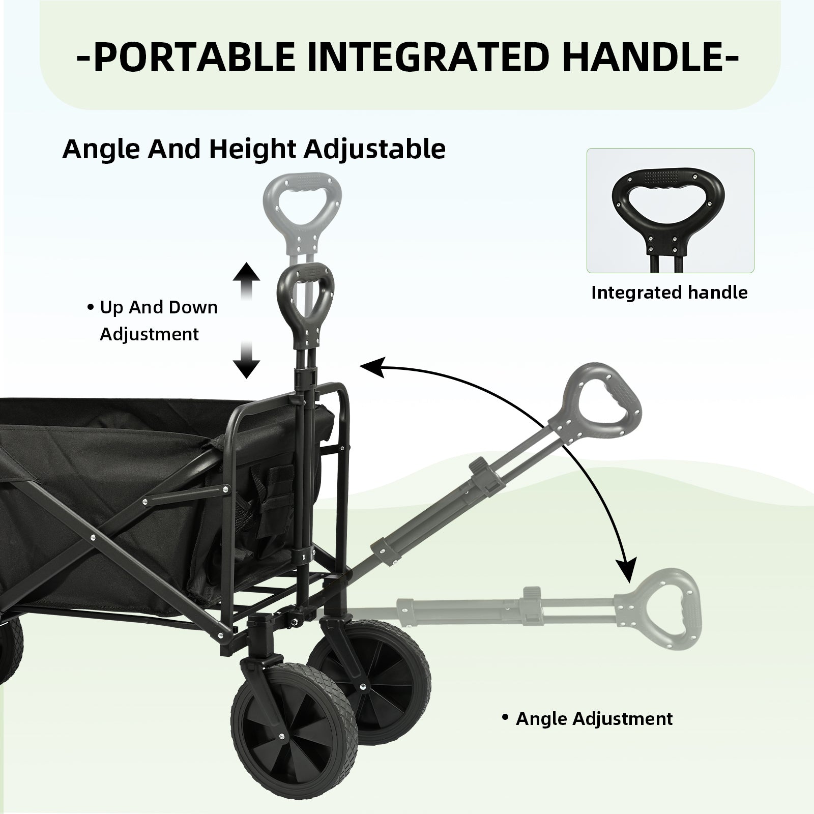 VC53952 Carro Plegable de Camping con Ruedas de 8”-Negro