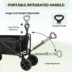VC53952 Carro Plegable de Camping con Ruedas de 8”-Negro