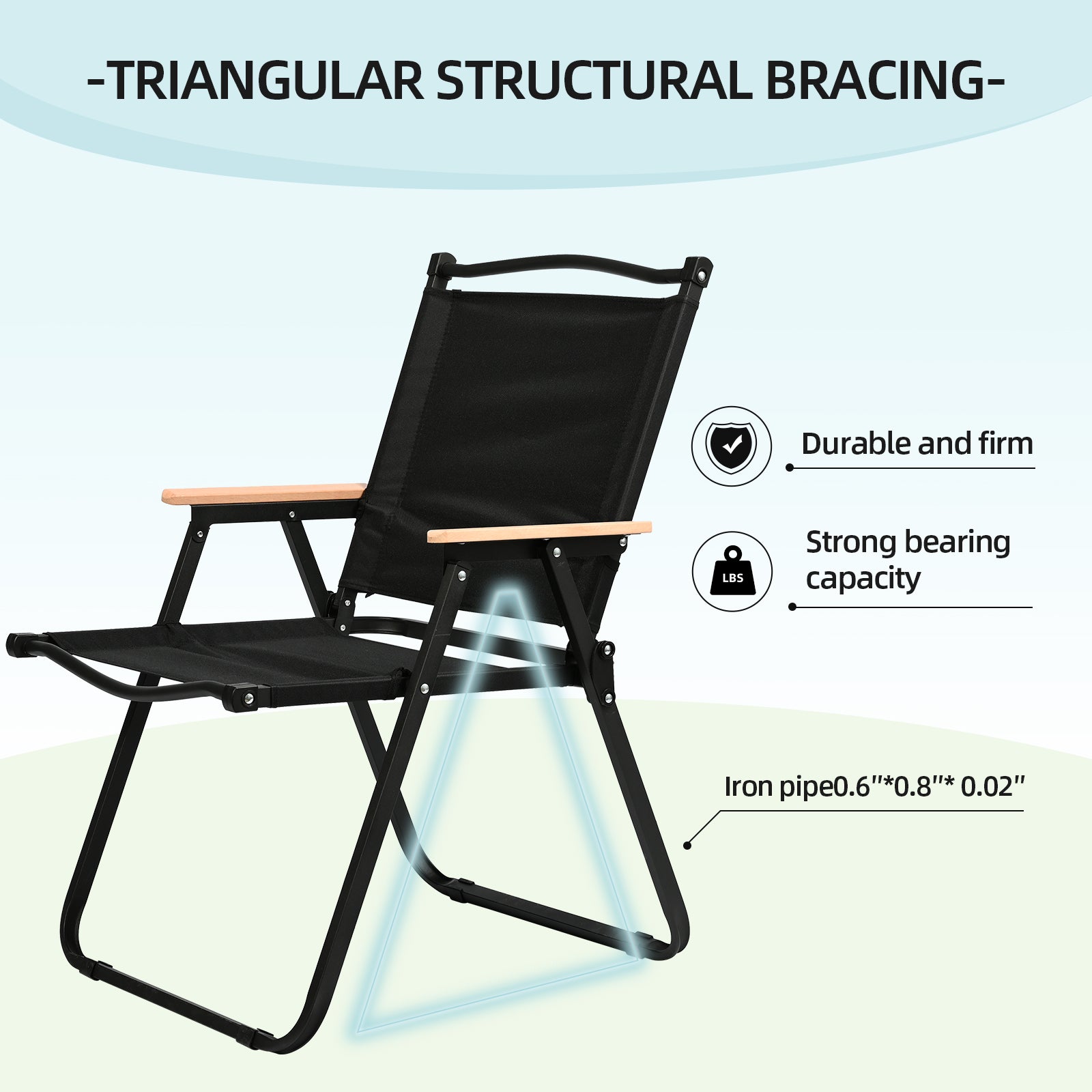 VC5390 Silla Plegable de Camping con Reposabrazos de Madera – Estilo Minimalista