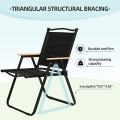 VC5390 Silla Plegable de Camping con Reposabrazos de Madera – Estilo Minimalista