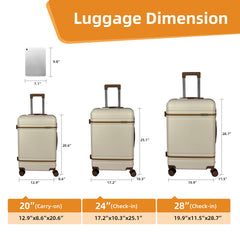 Juego de 3 Maletas Rígidas S7 STAR de ABS con Ruedas Giratorias Suaves, Cerradura TSA, Estilo Marrón/Marfil, Tamaños 20/24/28 Pulgadas – Ligeras y Resistentes, Perfectas para Vacaciones en Familia y Viajes de Negocios LG613