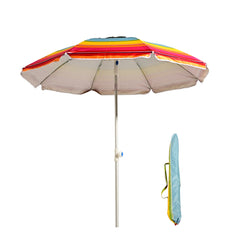 VC5399 Sombrilla de playa giratoria con aleación de zinc premium, transpirable y con rayas multicolor brillantes