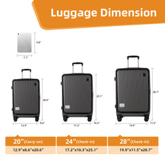 Set de 3 Maletas Premium de Cabina con Apertura Frontal, Cuerpo de ABS, Ruedas Giratorias, Cierre Seguro LG6178 LG61779