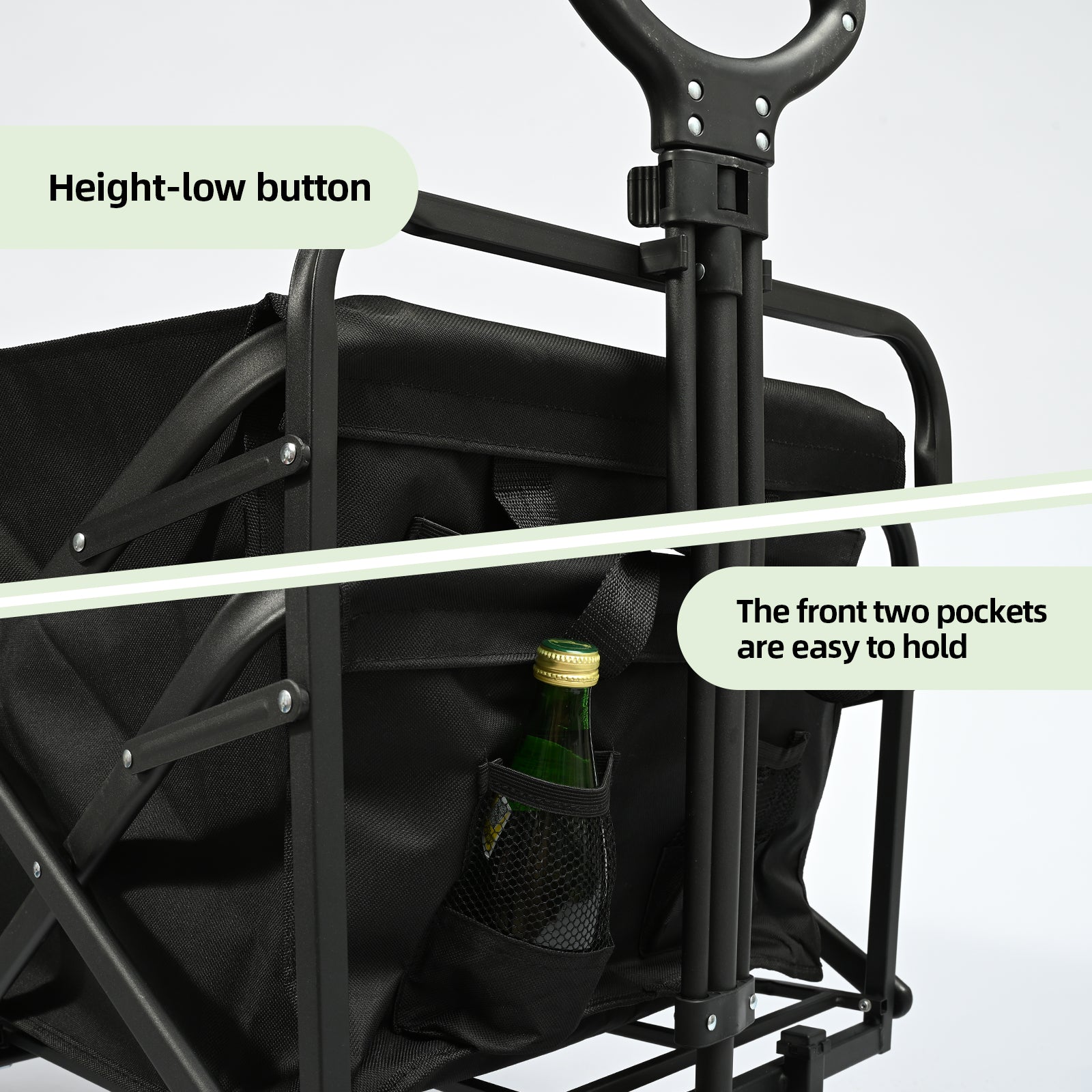 VC53952 Carro Plegable de Camping con Ruedas de 8”-Negro