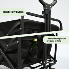 Carrito Plegable de Camping con Ruedas Todo Terreno - Negro VC53947