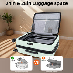 Juego de 3 Maletas Rígidas con Bolsillo Frontal – 20/24/28 pulgadas, Equipaje de Mano Ajustable con Ruedas 360°, Maletas Resistentes de Gran Capacidad LG6191 LG6190