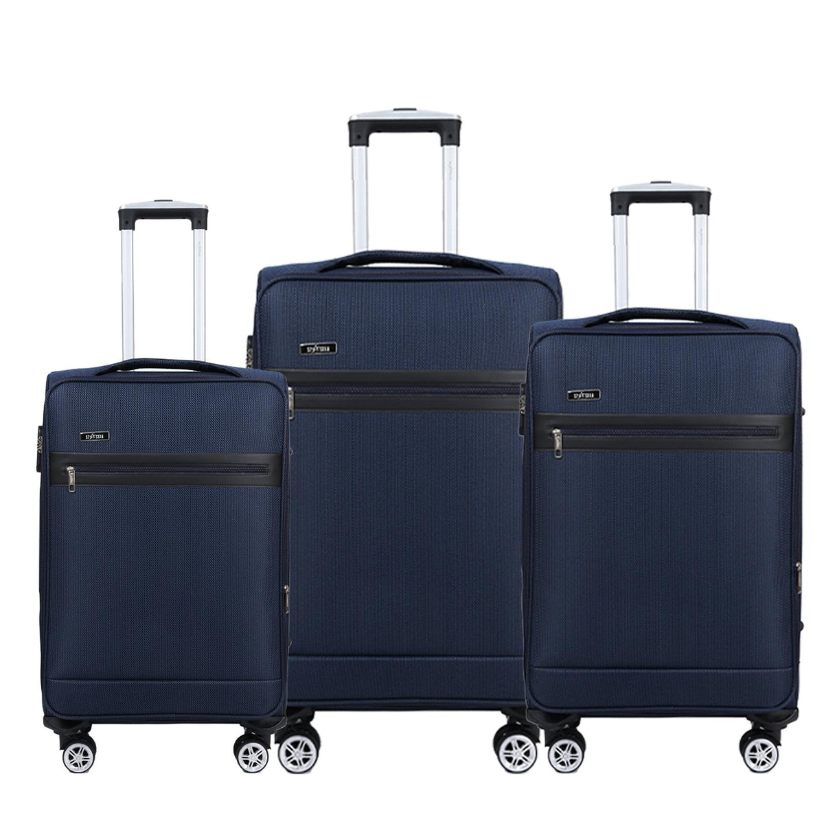 Set de tres maletas de tela jaspeada medianas para viajes prácticos y cómodos, tamaños 20/24/28 pulgadas, resistencia y estilo garantizados, con ruedas giratorias de 360°, bolsillos amplios y cierre de buena calidad LV615