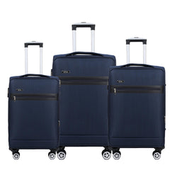 Set de tres maletas de tela jaspeada medianas para viajes prácticos y cómodos, tamaños 20/24/28 pulgadas, resistencia y estilo garantizados, con ruedas giratorias de 360°, bolsillos amplios y cierre de buena calidad LV615