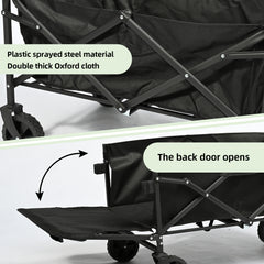 Carro Plegable de Camping con Ruedas de 5”-Negro VC53956