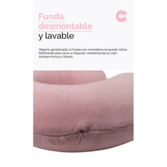 Almohada cervical en forma de U para viaje – Rosa Claro 55178