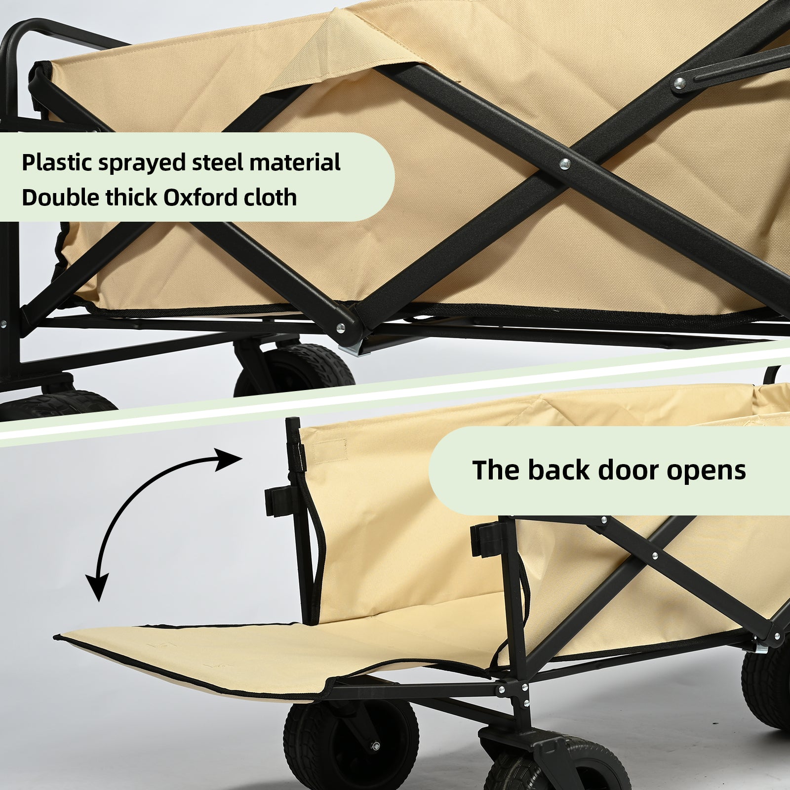 VC53955 Carro Plegable de Camping con Ruedas de 7”-Beige