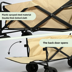 Carro Plegable de Camping con Ruedas de 7”-Beige VC53955