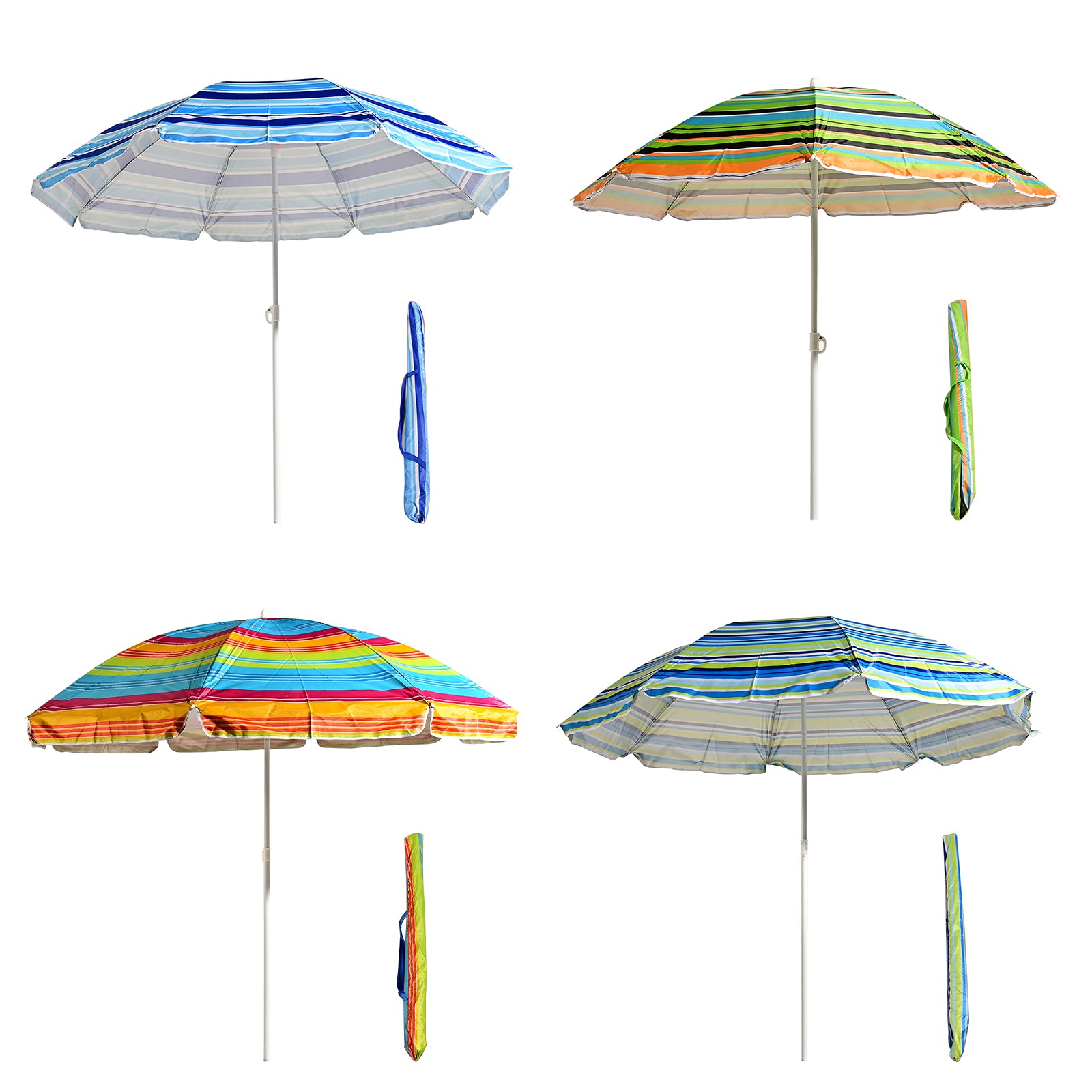 VC5397 Sombrilla de playa giratoria con rayas multicolor y estructura de acero