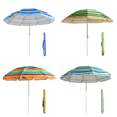 Sombrilla de playa giratoria con rayas multicolor y estructura de acero VC5397