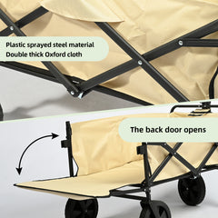 Carro Plegable de Camping con Ruedas de 8”-Beige VC53953
