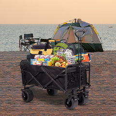 Carro Plegable de Camping con Ruedas de 7”-Negro VC53954