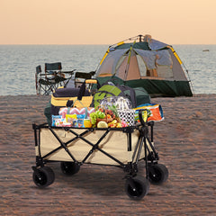 Carro Plegable de Camping con Ruedas Tipo Oruga de 7 Pulgadas-Beige VC53951