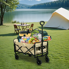 Carro Plegable de Camping con Ruedas de 5”-Beige VC53957