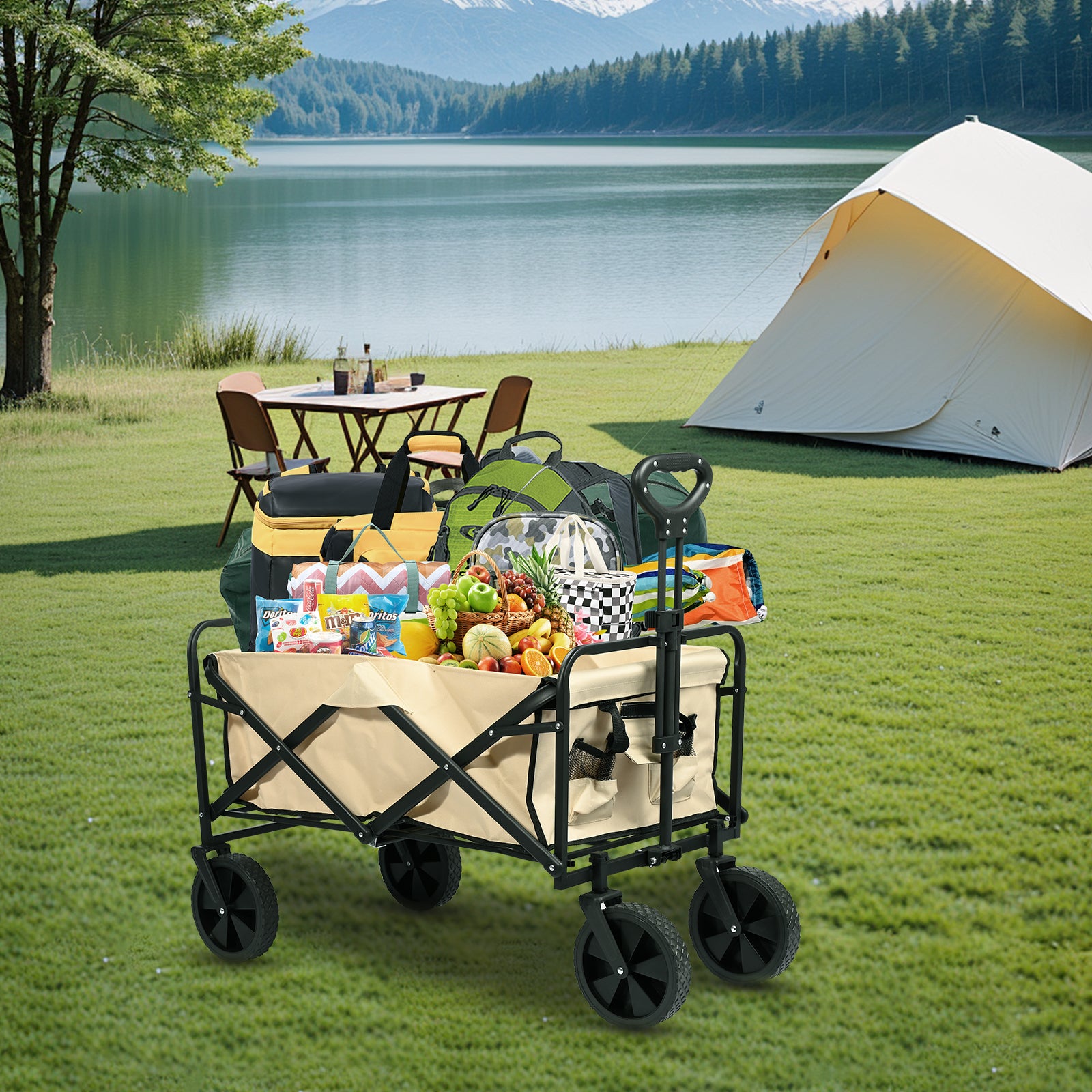 VC53948 Carro Plegable de Camping de 8 Pulgadas-Beige