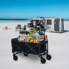 Carro Plegable de Camping con Ruedas de 5”-Negro VC53956