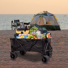 Carro Plegable de Camping con Ruedas Tipo Oruga de 7 Pulgadas-Negro VC53950