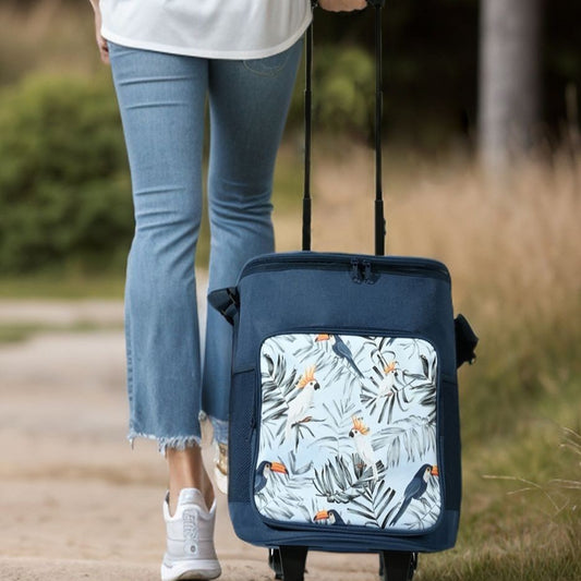 Bolsa Nevera con Ruedas Tropical – Grande, Plegable y con Diseño de Aves Exóticas BB57025