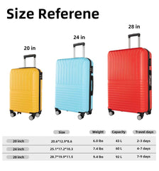 Set de 3 Maletas de Material ABS (20/24/28”), Resistentes a Arañazos e Impactos, con Ruedas Giratorias para un Viaje de Negocios Fácil LG5726
