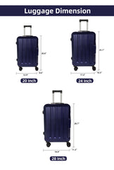Set de 3 Maletas ABS Ultra-Duraderas y Ligeras en Negro, Tamaños 20/24/28 Pulgadas para Viajeros Ávidos LG6137 LG6138
