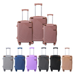 Juego de Maletas Rígidas con Diseño de Ondas y Candado de Seguridad – Set de 3 Piezas LG6156