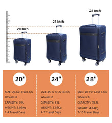 Set de Maletas Expandibles de Viaje - 3 Piezas con Ruedas Giratorias LG6185