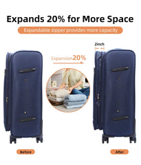 Set de Maletas Expandibles de Viaje - 3 Piezas con Ruedas Giratorias LG6185