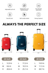 Maletas Premium de 20/24/28 Pulgadas, Rígidas ABS+PC, Resistentes a Arañazos e Impactos, Maletas de Viaje Ligeras con Ruedas LG6194 LG6195