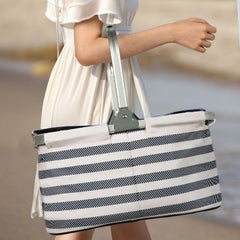 BB57085 Bolsa Térmica de Mano con Asa Cómoda y Estructura Reforzada – Estilo Rayas Clásicas, 25L de Capacidad, Conservación Térmica Duradera 4–6H
