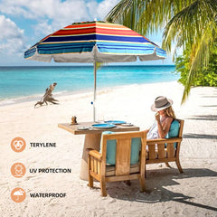 Sombrilla de playa giratoria con aleación de zinc premium, transpirable y con rayas multicolor brillantes VC5399