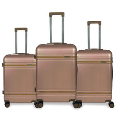 Juego de 3 Maletas Rígidas S7 STAR de ABS con Ruedas Giratorias Suaves, Cerradura TSA, Estilo Marrón/Marfil, Tamaños 20/24/28 Pulgadas – Ligeras y Resistentes, Perfectas para Vacaciones en Familia y Viajes de Negocios LG613