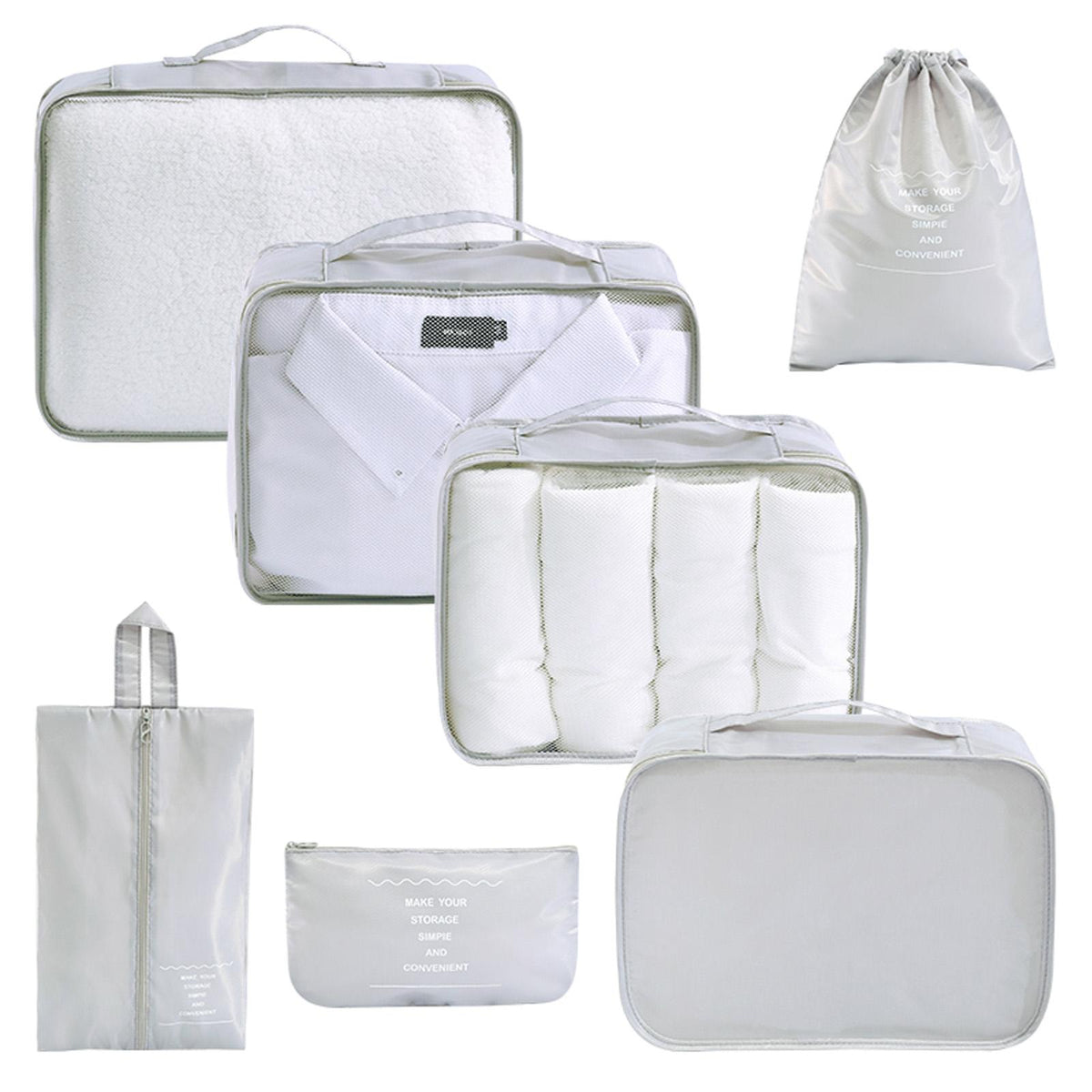 SN61083 S7 STAR Set de 7 Bolsas de Almacenamiento de Viaje – Incluye Bolsa para Zapatos Independiente, Gran Capacidad, Resistente al Agua, Ideal para Deportes al Aire Libre, Mudanzas y Estudios en el Extranjero