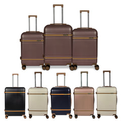 Juego de 3 Maletas Rígidas S7 STAR de ABS con Ruedas Giratorias Suaves, Cerradura TSA, Estilo Marrón/Marfil, Tamaños 20/24/28 Pulgadas – Ligeras y Resistentes, Perfectas para Vacaciones en Familia y Viajes de Negocios LG613